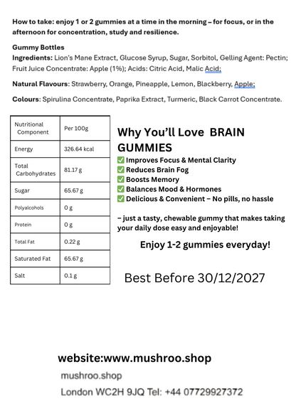 Brain Gummies Lion's Mane - Brain Focus On-The-Go