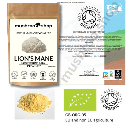 Lion's Mane Powder | Pure Certified 100% Fruiting Body