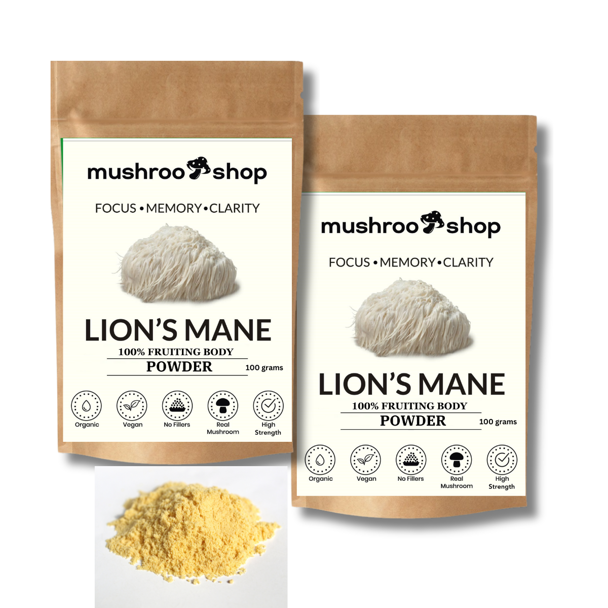 Lion's Mane Powder | Pure Certified 100% Fruiting Body