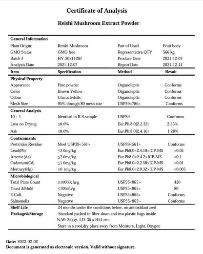 reishi mushroom capsules  uk mushroo.shop lab test