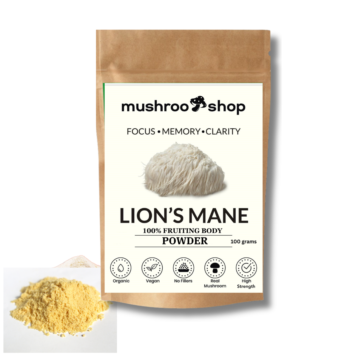lions mane powder focus brain gut fix organic uk